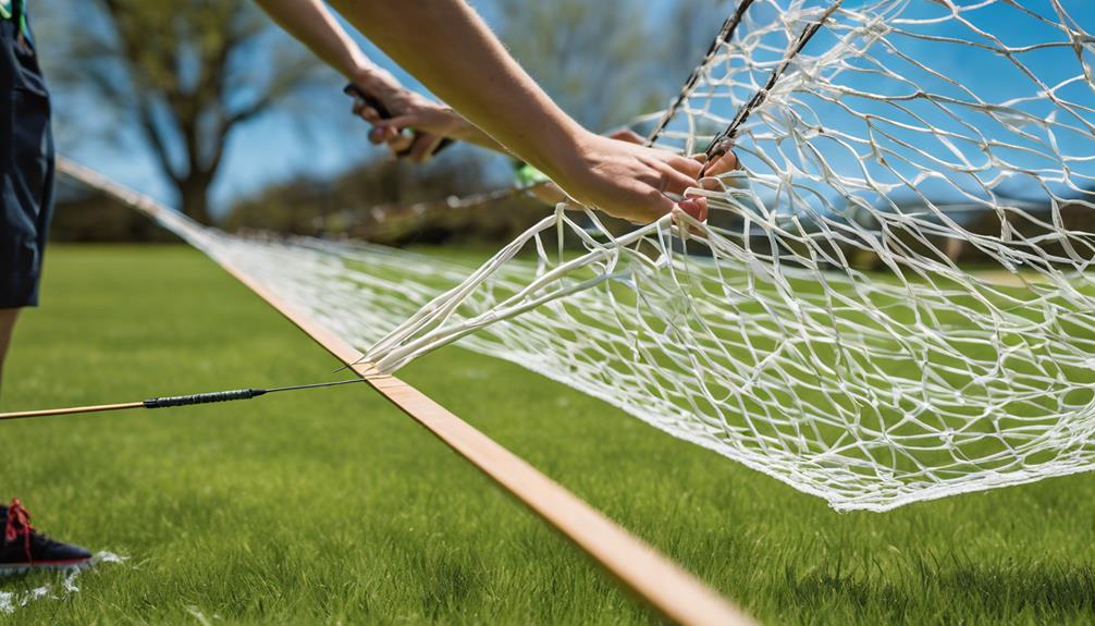 setting up badminton equipment